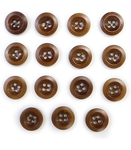 Amazon | ナットボタン 四つ穴ボタン 【ブラウン】 茶色 フチ薄 スーツ